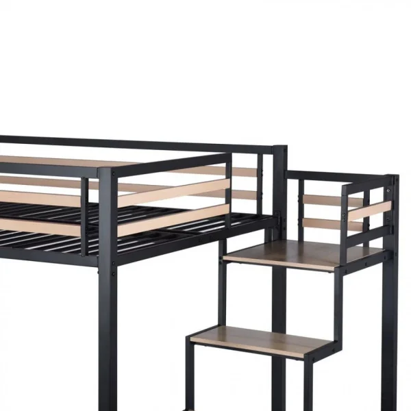 soldes pas cher BUT Mezzanine 140×200 Cm MARLEY En Acier Noir 5