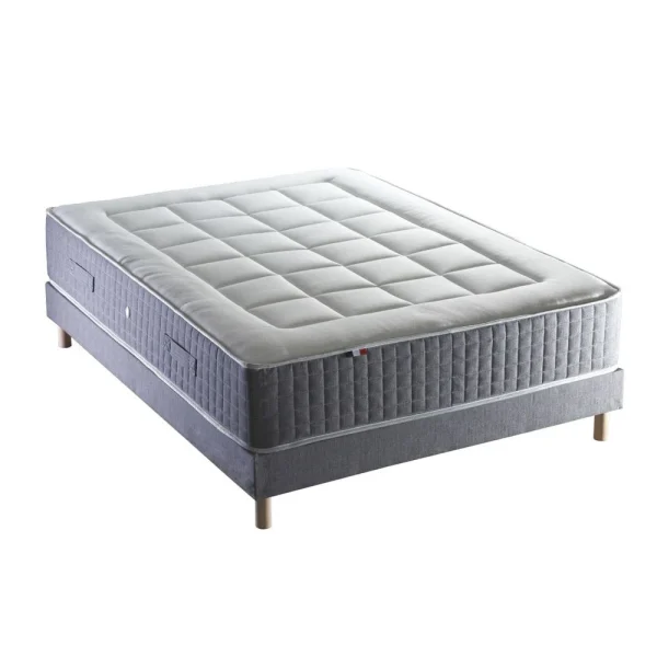 excellents soldes Lovea Sommier 12 Lattes Déco Bleu Denim + Pieds 140x190cm 5