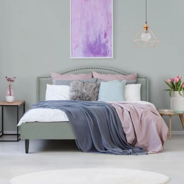 CSTORE NAILHEADS – Lit Adulte Classique – Tissu Gris Clair – Tête De Lit Clo… styles dernier cri 3