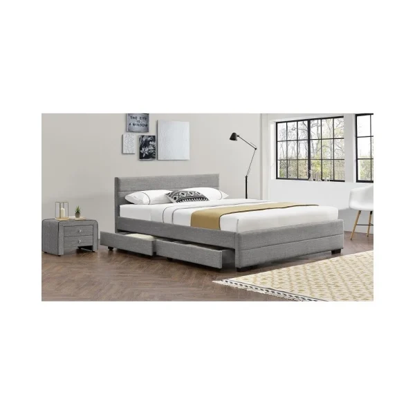 en ligne officielle Fournier Decoration IVAR LIT LIN GRIS 160X200 CM 4 TIROIRS 4