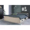 PARISOT – Zodiac Lit Adulte Industriel 140×190 Cm – Décor Chêne Et N… luxe soldes 17