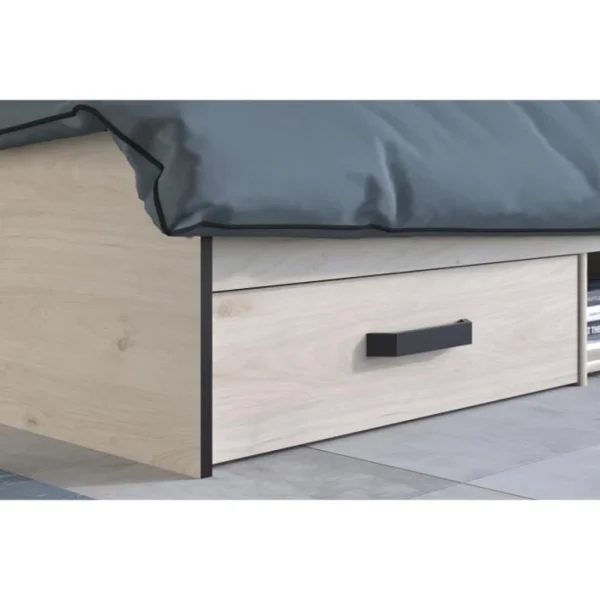 PARISOT – Zodiac Lit Adulte Industriel 140×190 Cm – Décor Chêne Et N… luxe soldes 4