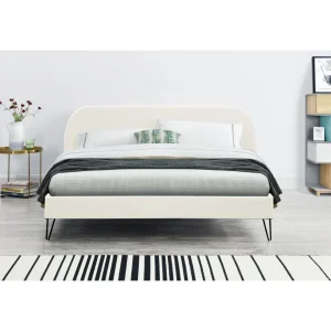 remise en ligne CONCEPT USINE PHOENIX – Lit Velours Beige 160×200 Cm 9