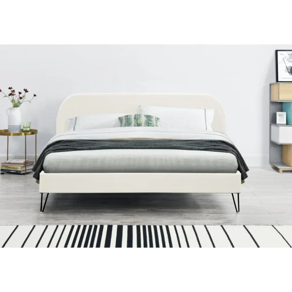remise en ligne CONCEPT USINE PHOENIX – Lit Velours Beige 160×200 Cm 3