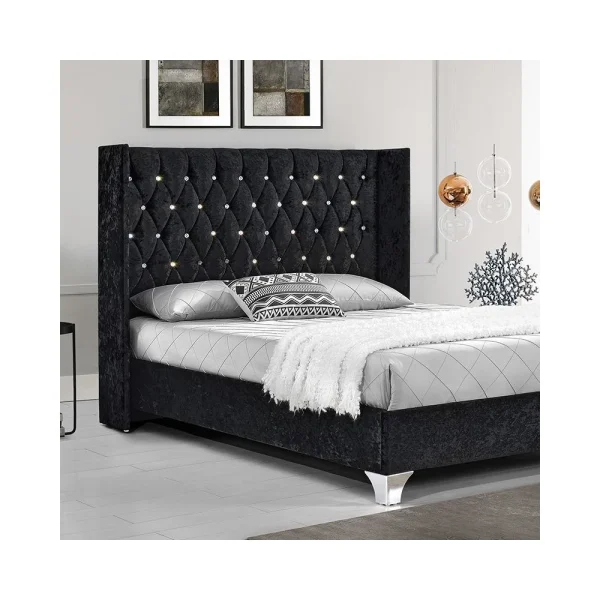 Satisfait ou Remboursé Meubler Design Lit Capitonné Grand Tête De Lit Focuse – Noir – 180×200 3