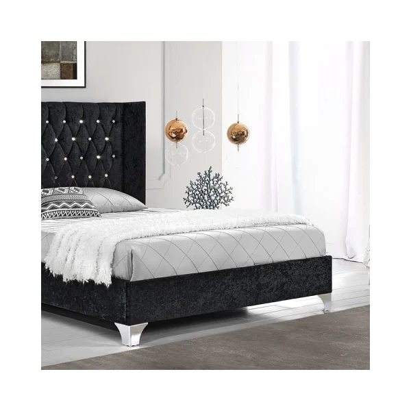 Satisfait ou Remboursé Meubler Design Lit Capitonné Grand Tête De Lit Focuse – Noir – 180×200 4