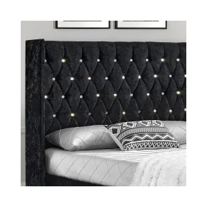 Satisfait ou Remboursé Meubler Design Lit Capitonné Grand Tête De Lit Focuse – Noir – 180×200 12