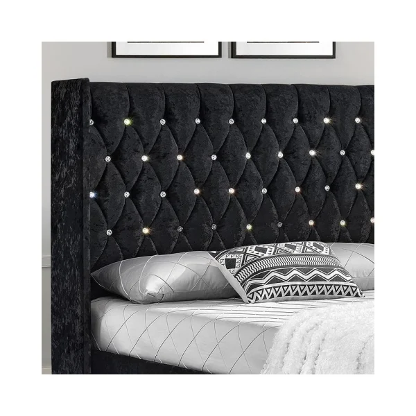 Satisfait ou Remboursé Meubler Design Lit Capitonné Grand Tête De Lit Focuse – Noir – 180×200 5