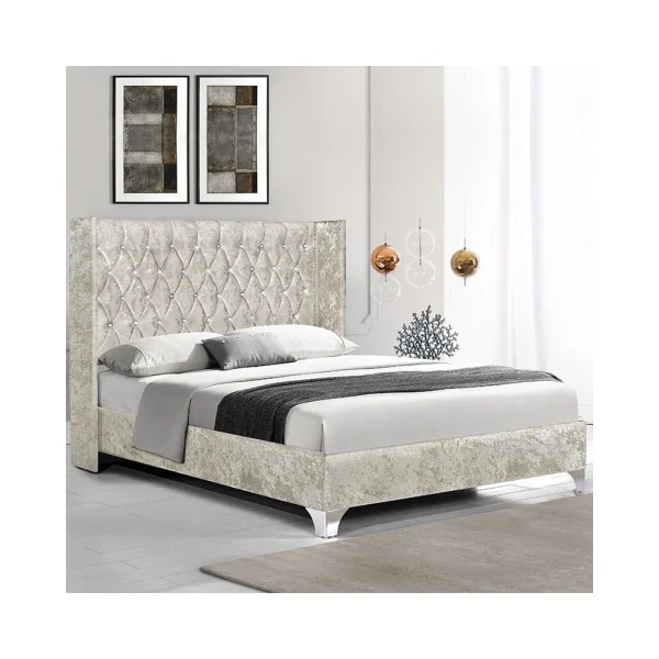 REMISE allant Meubler Design Lit Capitonné Grand Tête De Lit Focuse – Beige – 140×190 1