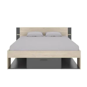 Satisfait ou Remboursé CSTORE SAX – Lit Adulte – 160×200 Cm – 3 Tiroirs + Tête De Lit Avec Rangemen… 9