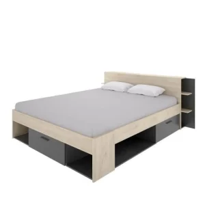 Satisfait ou Remboursé CSTORE SAX – Lit Adulte – 160×200 Cm – 3 Tiroirs + Tête De Lit Avec Rangemen… 11