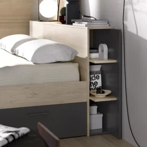 Satisfait ou Remboursé CSTORE SAX – Lit Adulte – 160×200 Cm – 3 Tiroirs + Tête De Lit Avec Rangemen… 13