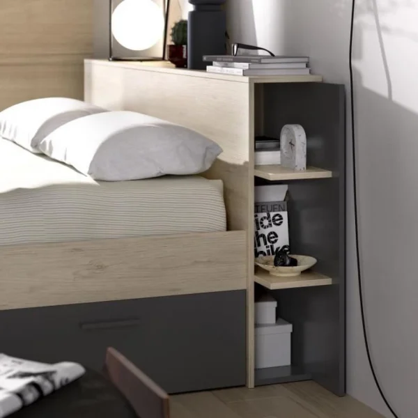 Satisfait ou Remboursé CSTORE SAX – Lit Adulte – 160×200 Cm – 3 Tiroirs + Tête De Lit Avec Rangemen… 5