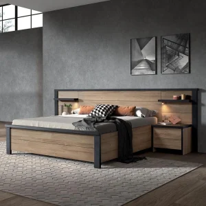 offre spéciale Altobuy SIWA – Lit 180x200cm Effet Bois Et Beton Ciré 9