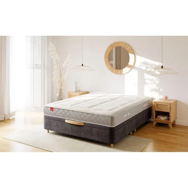 BUT Sommier Coffre 140×190 Cm HORIZON Gris qualité supérieure 3