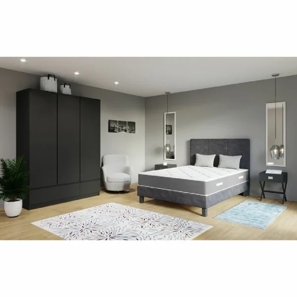 Sommier Gris Nuage 140×190 Cm EPEDA BIEN-ETRE Microfibre soldes en ligne 3