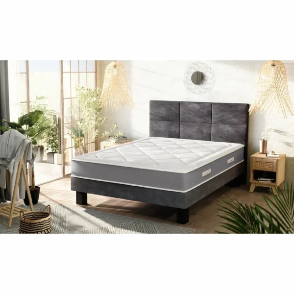 Sommier Gris Nuage 140×190 Cm EPEDA BIEN-ETRE Microfibre soldes en ligne 5