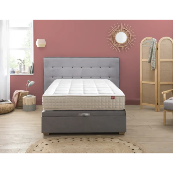 site pas cher Sommier Lit Coffre Epeda HERCULE Velours Gris Souris 140×190 4