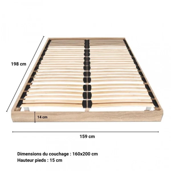 Le Quai Des Affaires Sommier Sur Pied SOMKIT 160×200 / Chêne Blanchi en ligne 4