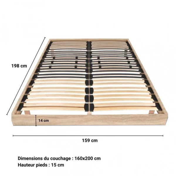 Le Quai Des Affaires Sommier Sur Pied SOMKIT 160×200 / Chêne Blanchi en ligne 5