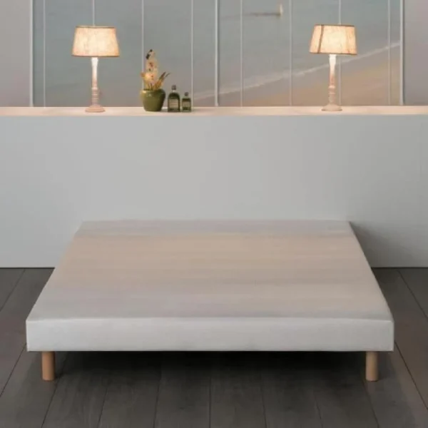 Finlandek Sommier Tapissier A Lattes 160 X 200 – Bois Massif Blanc + Pieds – FIN… Promotio de vente 1