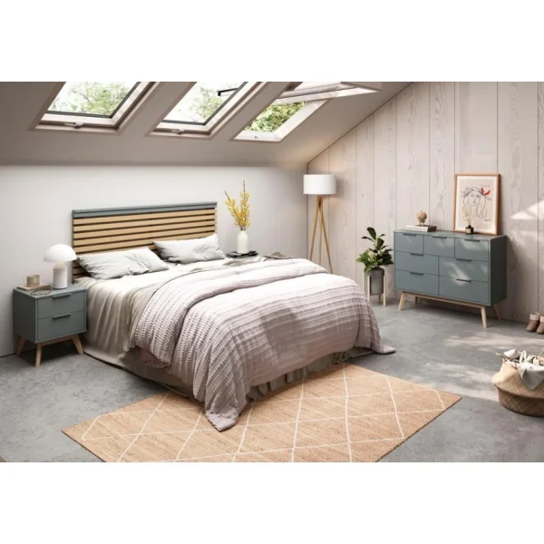 Boutique BUT Tête De Lit 160 Cm PISCO Vert Grisé Et Bois Naturel 3