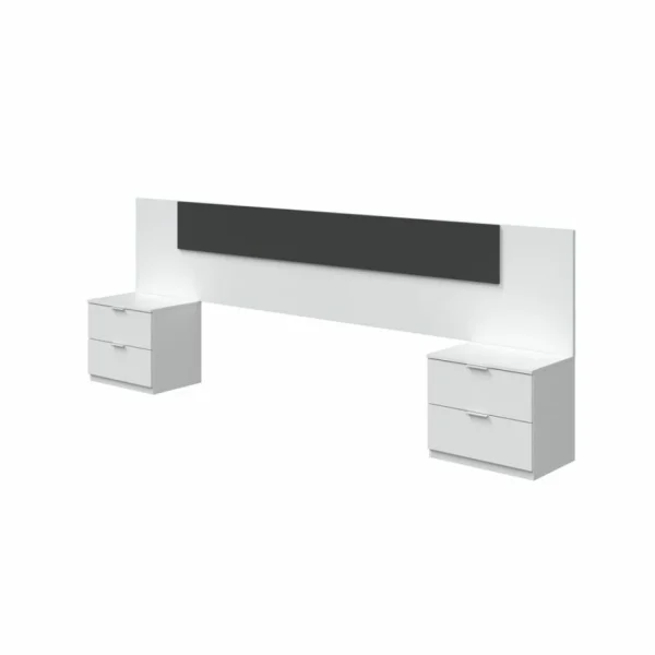 BUT Tete De Lit + 2 Chevets AYALA Blanc Et Gris Anthracite soldes luxe 4
