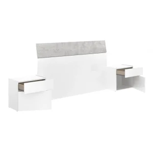 Pegane Tête De Lit + 2 Chevets Coloris Blanc/ciment – Longueur 258 X Profond… achat pas cher 8
