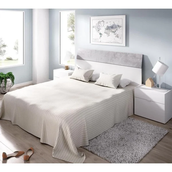 Pegane Tête De Lit + 2 Chevets Coloris Blanc/ciment – Longueur 258 X Profond… achat pas cher 4