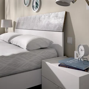 Pegane Tête De Lit + 2 Chevets Coloris Blanc/ciment – Longueur 258 X Profond… achat pas cher 12