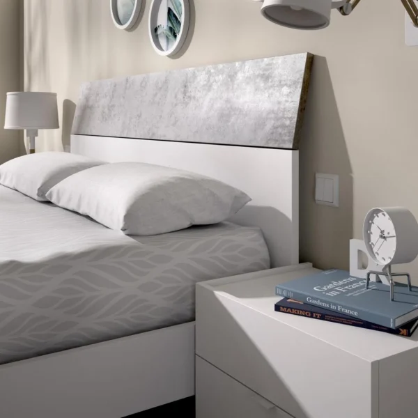 Pegane Tête De Lit + 2 Chevets Coloris Blanc/ciment – Longueur 258 X Profond… achat pas cher 5