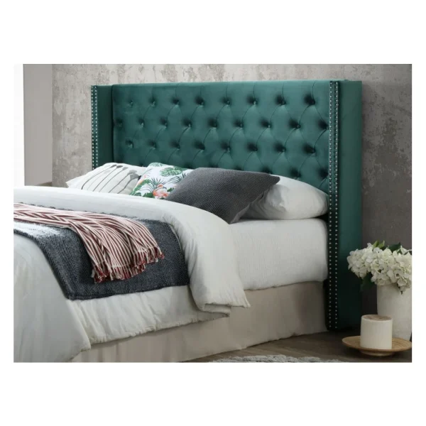 Vente-unique Tête De Lit Capitonnée MASSIMO – Velours – 170cm – Vert émeraude mode 3