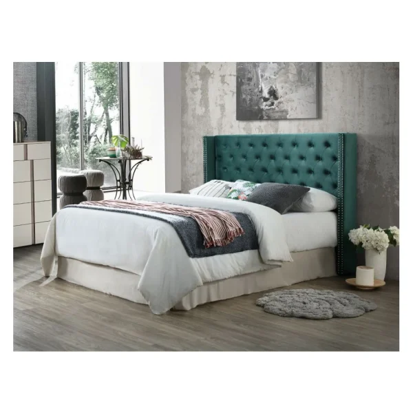Vente-unique Tête De Lit Capitonnée MASSIMO – Velours – 170cm – Vert émeraude mode 4