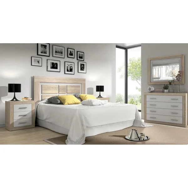 mode tendance Pegane Tête De Lit Avec Pieds Coloris Chêne Cambrian, Blanc – Longueur 160… 4