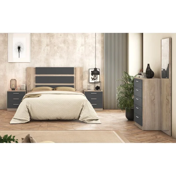 marque pas cher Pegane Tête De Lit Avec Pieds Coloris Chêne Cambrian/graphite – Longueur 16… 4