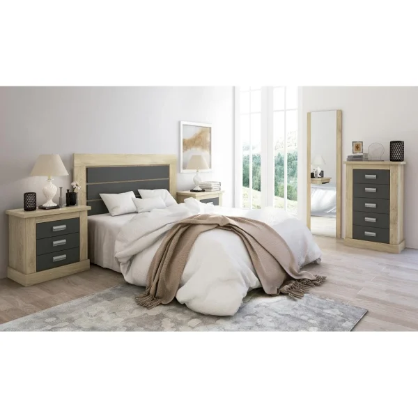 Pegane Tête De Lit Avec Pieds Coloris Coloris Chêne, Graphite – Longueur 15… le grand escompte 4