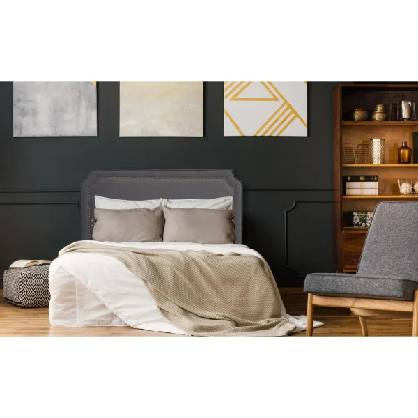 MENZZO Tête De Lit Avec Port USB Milana 160cm Tissu Gris à prix imbattables 4