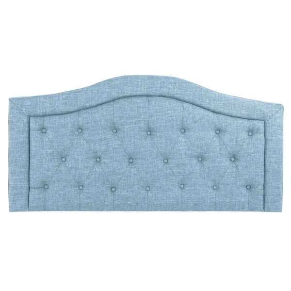 mode pas cher Pegane Tête De Lit Capitonnée Coloris Bleu En Polyester / Bois – Longueur 1… 1