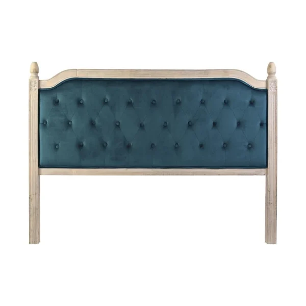 offre spéciale Pegane Tête De Lit Capitonnée En Bois D’hévéa Et Lin Coloris Turquoise / … 1