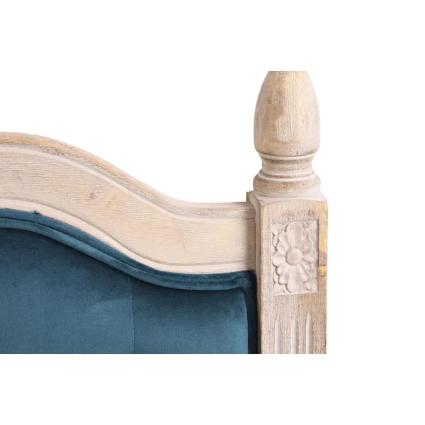 offre spéciale Pegane Tête De Lit Capitonnée En Bois D’hévéa Et Lin Coloris Turquoise / … 4
