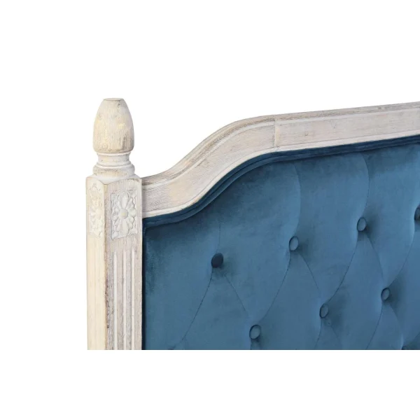 offre spéciale Pegane Tête De Lit Capitonnée En Bois D’hévéa Et Lin Coloris Turquoise / … 5