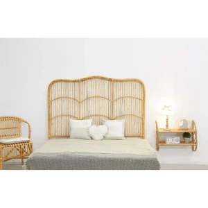 en solde Aubry Gaspard Tête De Lit En Rotin Naturel Sommier 160 Cm. 8