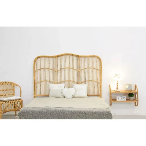 en solde Aubry Gaspard Tête De Lit En Rotin Naturel Sommier 160 Cm. 3