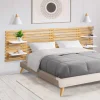 Idmarket Tête De Lit Lattes AVA 240 CM Bois Clair Et étagères Blanches Retour Gratuit 19
