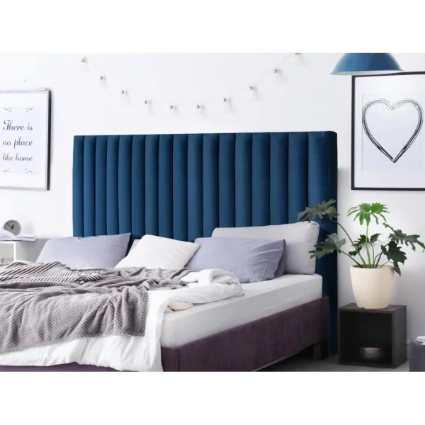 boutiqued en ligne Vente-unique Tête De Lit Coutures Verticales SARAH – 170 Cm – Velours – Bleu Nuit 1