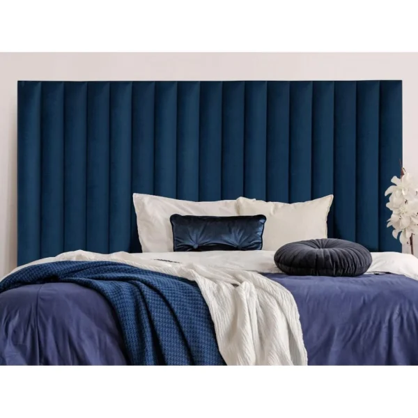 boutiqued en ligne Vente-unique Tête De Lit Coutures Verticales SARAH – 170 Cm – Velours – Bleu Nuit 4