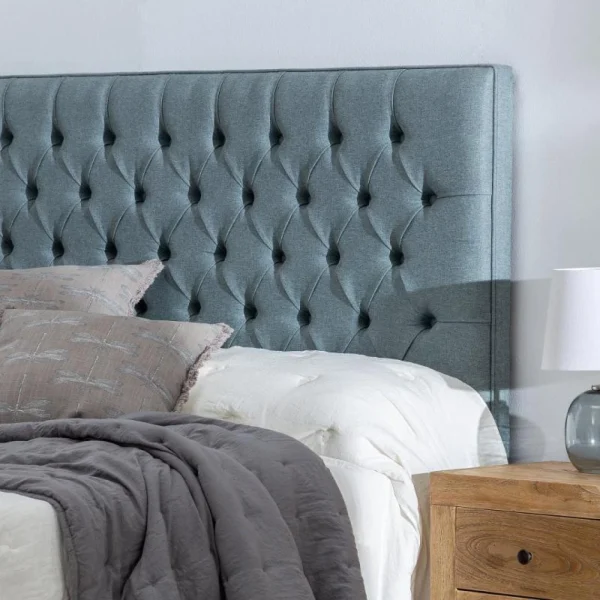 Tousmesmeubles Tête De Lit Tapissée 155 Cm Bois/Tissu Gris Bleu – PINADA boutiqued pas cher 3