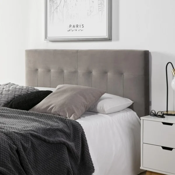 VS VENTA-STOCK Tête De Lit Tapissée 160×100 Cm Gris, Velours, Pieds En Bois Meilleur Prix 5