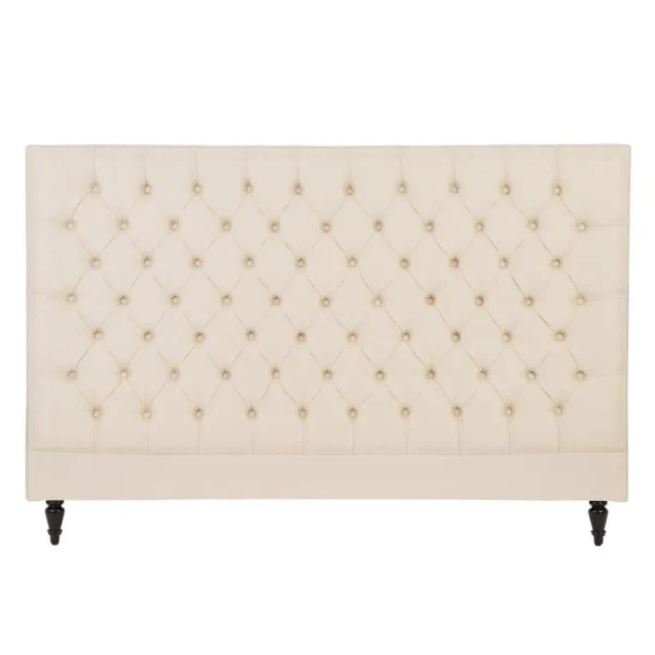Tousmesmeubles Tête De Lit Tapissée 185 Cm Bois/Tissu Crème – PINADA Top ventes 1