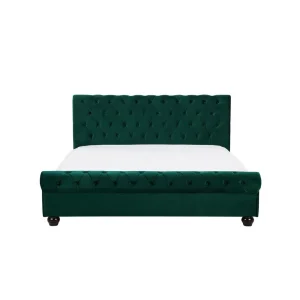 Beliani Lit Chesterfield En Velours Vert 160 X 200 Cm AVALLON – Vert pas cher 13
